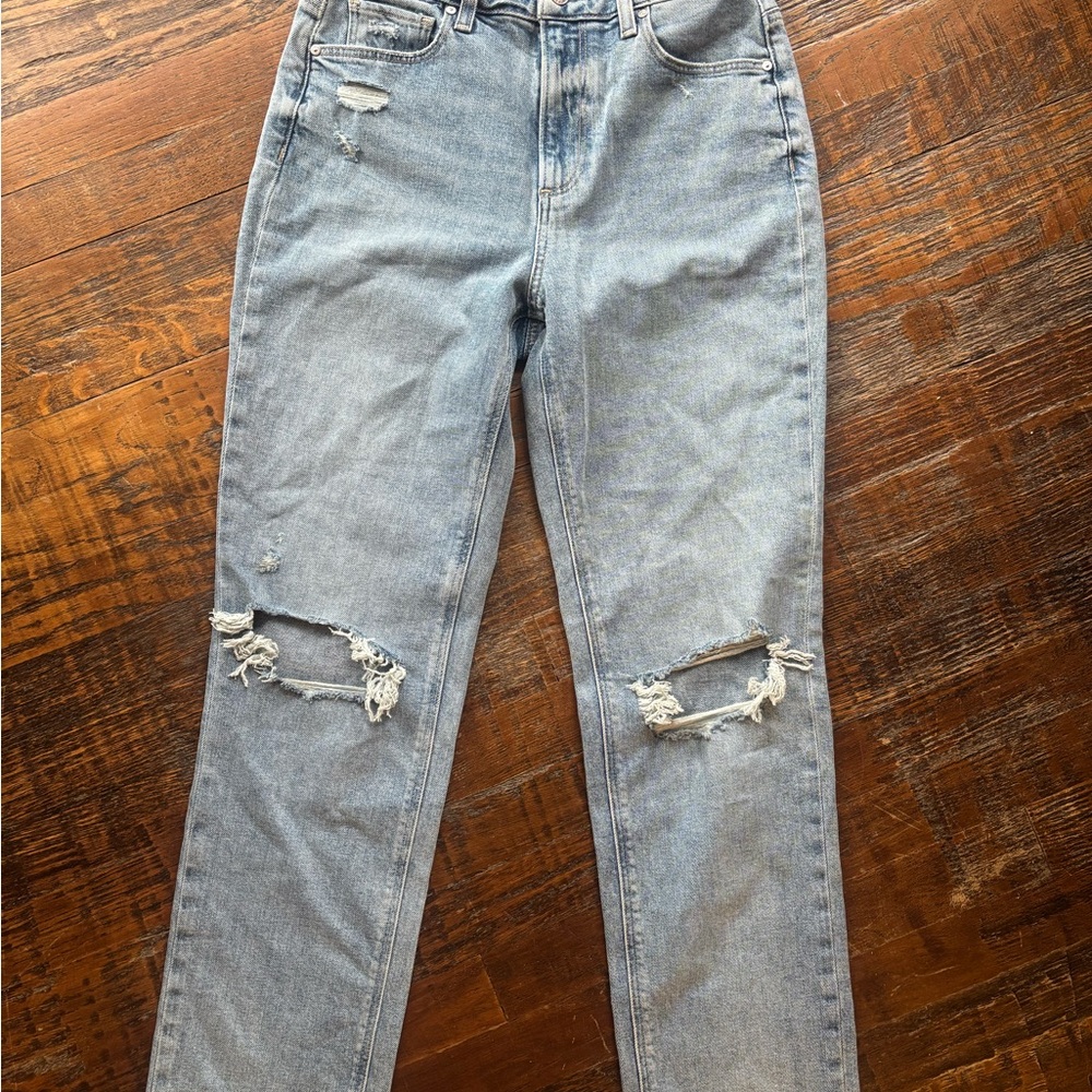 PAIGE Light Blue Distressed Skinny Jeans